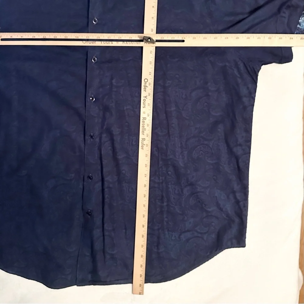 Robert Graham Shirt 3XL Blue Paisley All Over Print Button Up Short Sleeve Mens - Picture 5 of 8